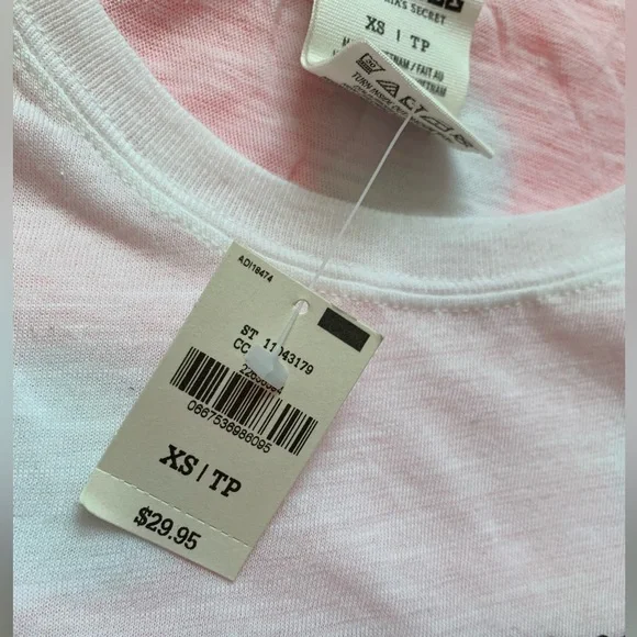 NWT VS PINK Bling Sequin SHEER white Tee XS - Picture 2 of 2